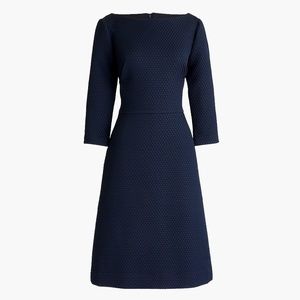 J Crew boatneck sheath dress in matelassé. Navy. 10T. NWT. K6772